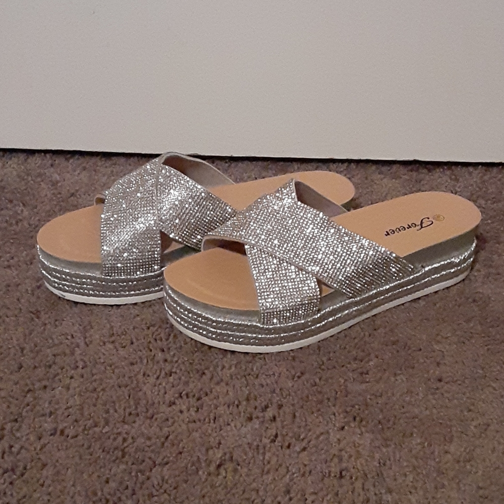 Forever bling slide in espidrilles